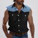 thumbnail image 2 of Camisas de Cuello para Hombres Moda Casual Patchwork Turndown Bolsillos sin Mangas Tanque Deportivo, Poliéster, 2 of 5