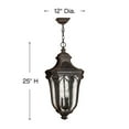 thumbnail image 5 of Candle Style 3-Light Large Outdoor Hanging Lantern with Scroll Arch Detail with Clear Seedy Glass 12 inches W X 25 inches H-Museum Black Finish Bailey, 5 of 7