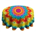 thumbnail image 4 of Colorful Tie Dye Mandala Pattern Round Tablecloth 60"x60",Wrinkle Wipeable Table Cloth for Kitchen Dining Room Picnic Patio Party, 4 of 6