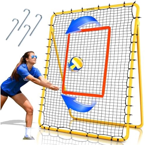 7x4 FT Volleyball Rebounder Net, 5-Angle Volleyball Training Equipment, Adjustable Rebounder Net Practice Setting, Spiking, and Bumping, Practice Net for Baseball, Softball, Lacrosse, Soccer