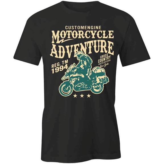Motorcycle Adventure T-Shirt | Cool Motorcycle Black Tee Gift