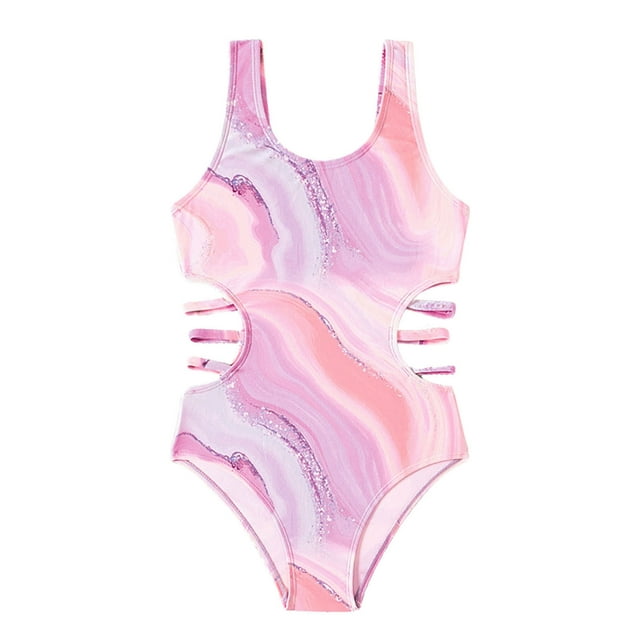 MIASHUI Maillots de Bain une Pièce pour Filles, Rose, 9-10 Ans