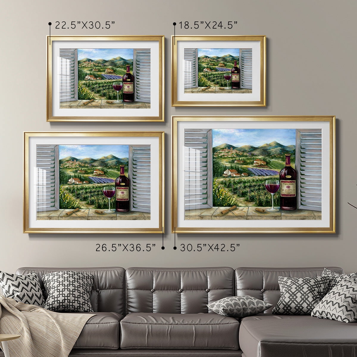 Tuscan Red and Vineyard Premium Framed Print - Ready to Hang