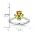 thumbnail image 2 of 20.5mm 925 Sterling Silver Rhodium Plated Polished Citrine and Peridot Flower Ring Size 6 Ring for Women, 2 of 2