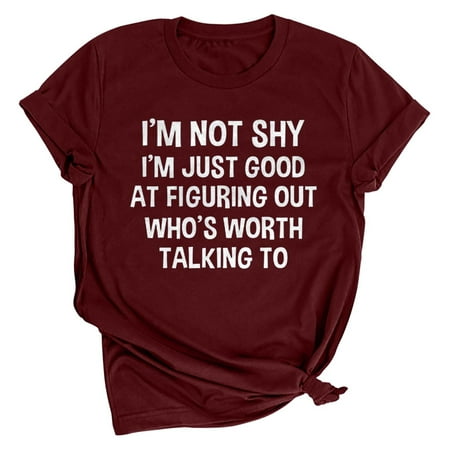 

Shirts for Women Womens Tops Dressy Casual Women s Summer Fashion Loose Round Neck Letter Print Short Sleeve Top T-Shirt Off The Shoulder Tops for Women Tube Tops for Women on Sales Red 2XL