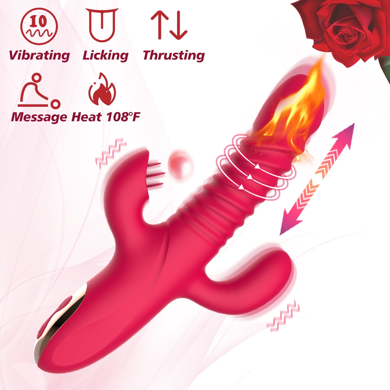 EXDOLL Thrusting Dildo Rabbit Vibrator for Women, G Spot Stimulator Sex Toys  with 10 Powerful Vibration & 10 Tongue Licking Modes Telescopic & Heating  Function,4 IN 1 Waterproof Adult Toy for Couples - Walmart.com