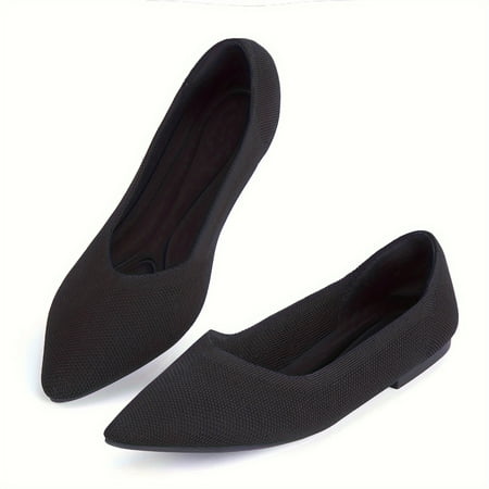 KINODAY Pointed Toe Womens Flat Shoes Knitted Super Soft Comfortable Flat Shoes Ballet Shoes Formal Shoes