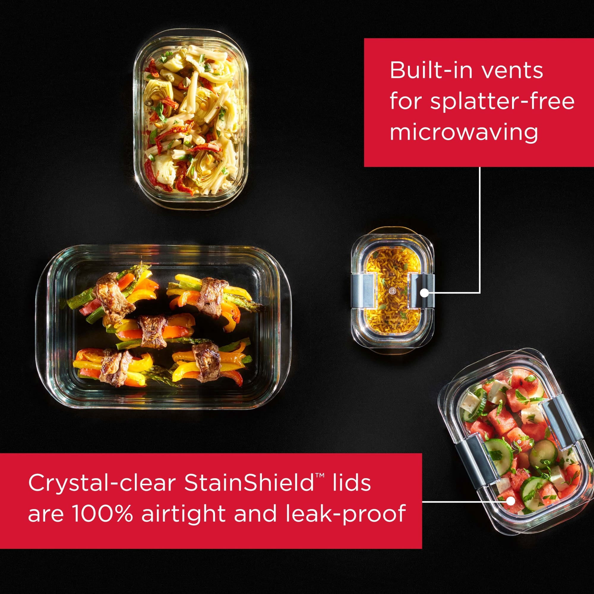 (4 pack) Rubbermaid Brilliance 1.3 Cup Stain-Proof Food Storage Container, Set of 2