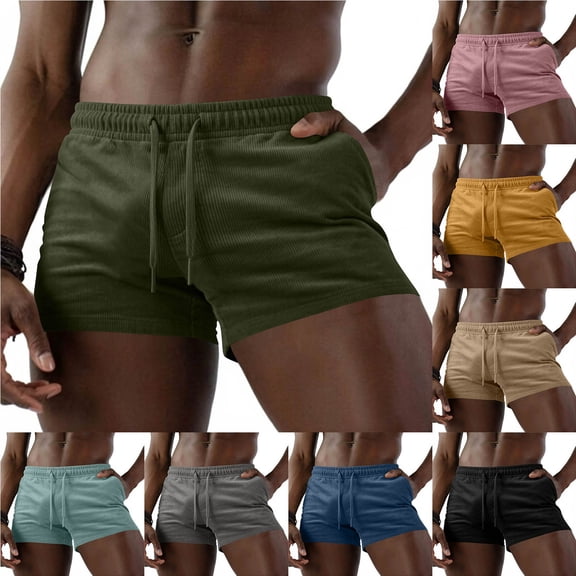 lcziwo Mens Athletic Shorts Relaxed Fit Outdoor Elastic Waist Hiking Shorts with Pockets Corduroy Beach Casual Drawstring Chino Shorts Gray M