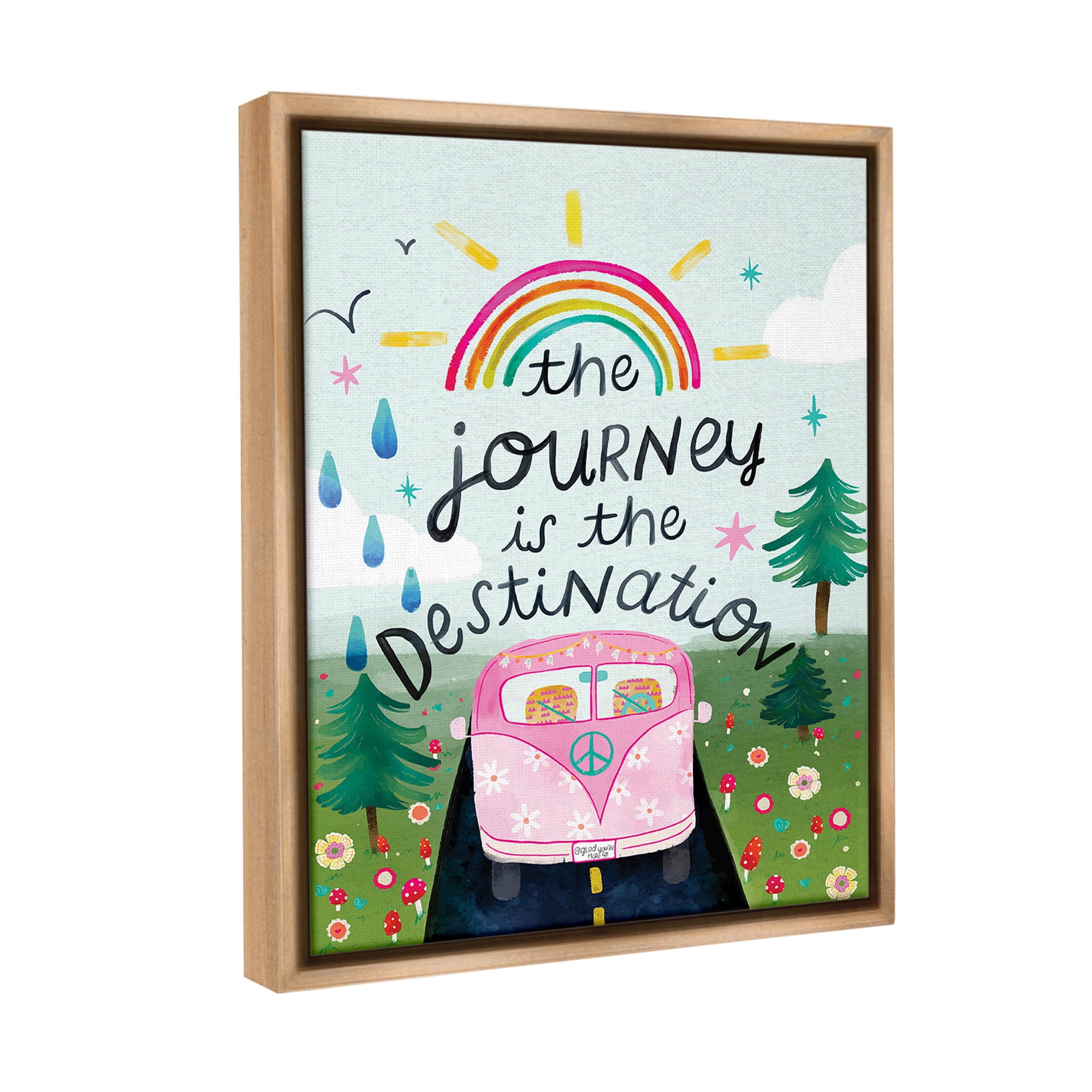 Stupell Industries Journey Is The Destination Landscape Painting Brown Floater Framed Canvas Art Print Wall Art, 17 x 21