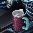 thumbnail image 6 of Purple Christmas Star Pattern Tumbler with Handle and Lid,40oz Double Wall Vacuum Insulated Tumbler,Cups Gift for Women and Men, 6 of 7