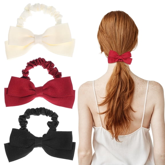 LOLIPPYY 6pcs Multi-Color Hair Scrunchies with Bows, Comfortable Elastic Fabric Hair Ties for Styling and Everyday Use