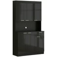 thumbnail image 1 of HOMCOM 71" Kitchen Pantry Cabinet, Storage Buffet with Hutch, Adjustable Shelves for Living Room, High Gloss Black, 1 of 7