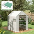 thumbnail image 2 of Outdoor Lighting Outsunny 2 Pieces Walk-in Greenhouse Replacement Cover for 01-0472 w/ Roll-up Door and Mesh Windows, 55"x56.25"x74.75" Reinforced Anti-Tear PE Hot House Cover (Frame Not Included), W, 2 of 5