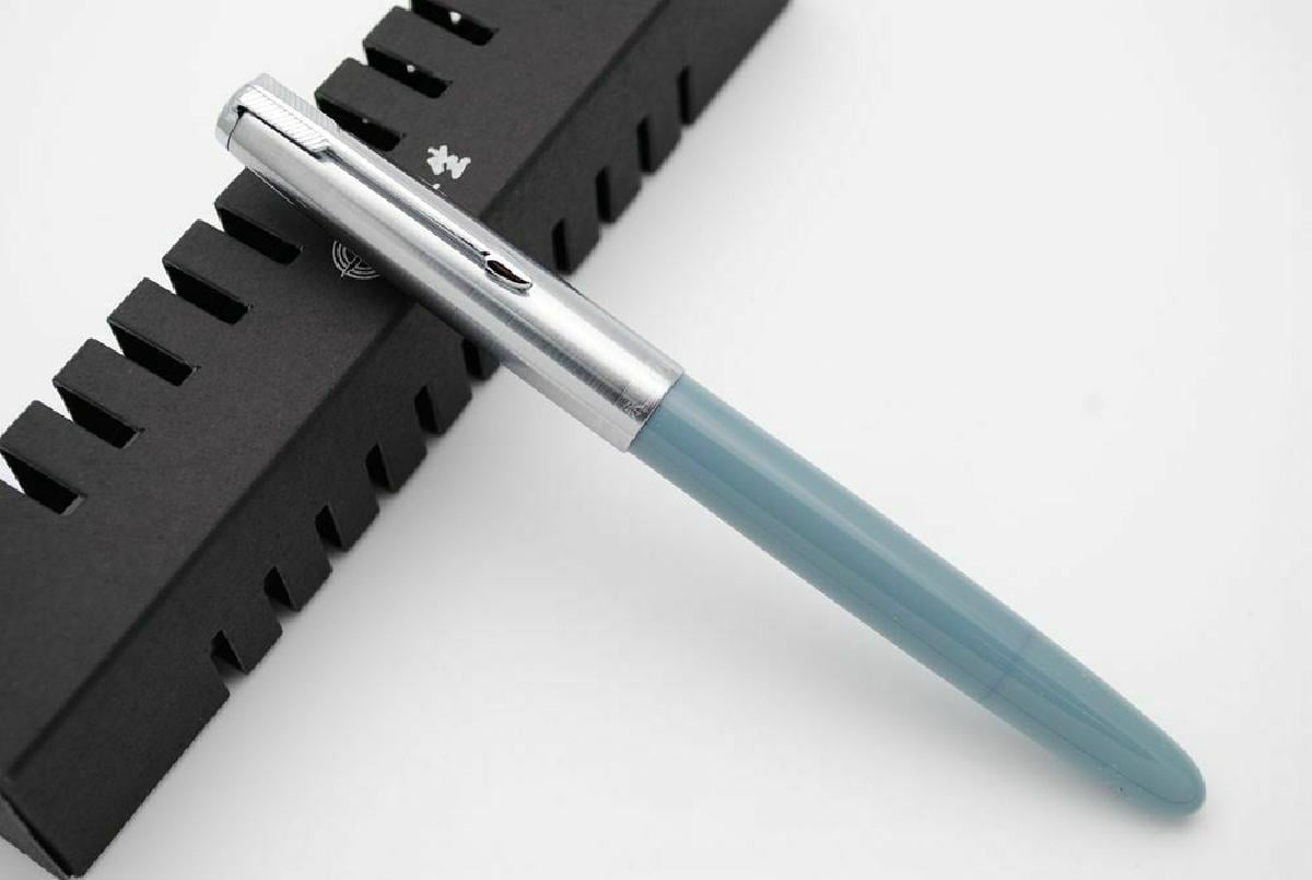 1 x Fountain Pen , esin Body Steel Push Cap Vacumatic Fountain Pen F Nib 0.5MM With Ink Window