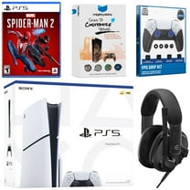 Sony PlayStation 5 Slim Disc Bundle with Spider-Man 2, EPOS Headset, FPS Grip Kit and MightySkins Code