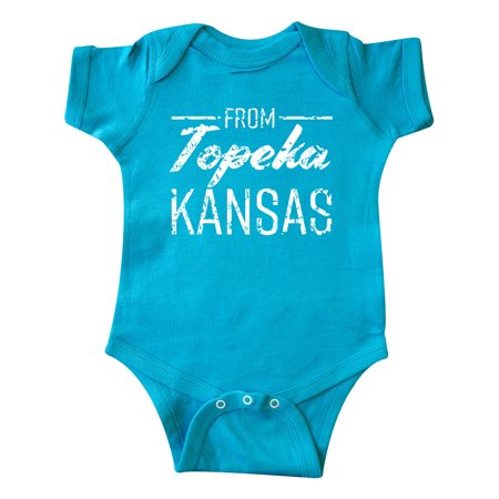 

Inktastic From Topeka Kansas in White Distressed Text Gift Baby Boy or Baby Girl Bodysuit