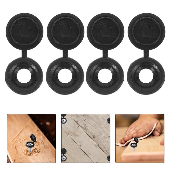 TABLZONE 100Pcs Black Plastic Screw Caps Decorative Covers for Home and Office Use