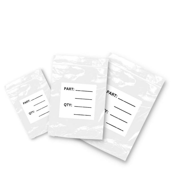 Clear Reclosable Hang Hole Poly Bags with White Block 6" x 9" 4 Mil Top Seal Plastic Zip Lock