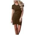 thumbnail image 2 of Gspmoly Robes pour Femmes, Robe Aguichant Unie Col Rond avec Fesses et Manches Courtes Irrégulières Robe Formelle pour Femmes jusqu'à 65 % de Réduction, 2 of 6