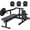 Black with 100lb Plates, variant on MITONOS Chest Press Machine,Weight Bench Press Machine with Independent Converging Arms,Adjustable Flat Incline Bench Press for Chest,AB Workout Home Gym Equipment(RED)