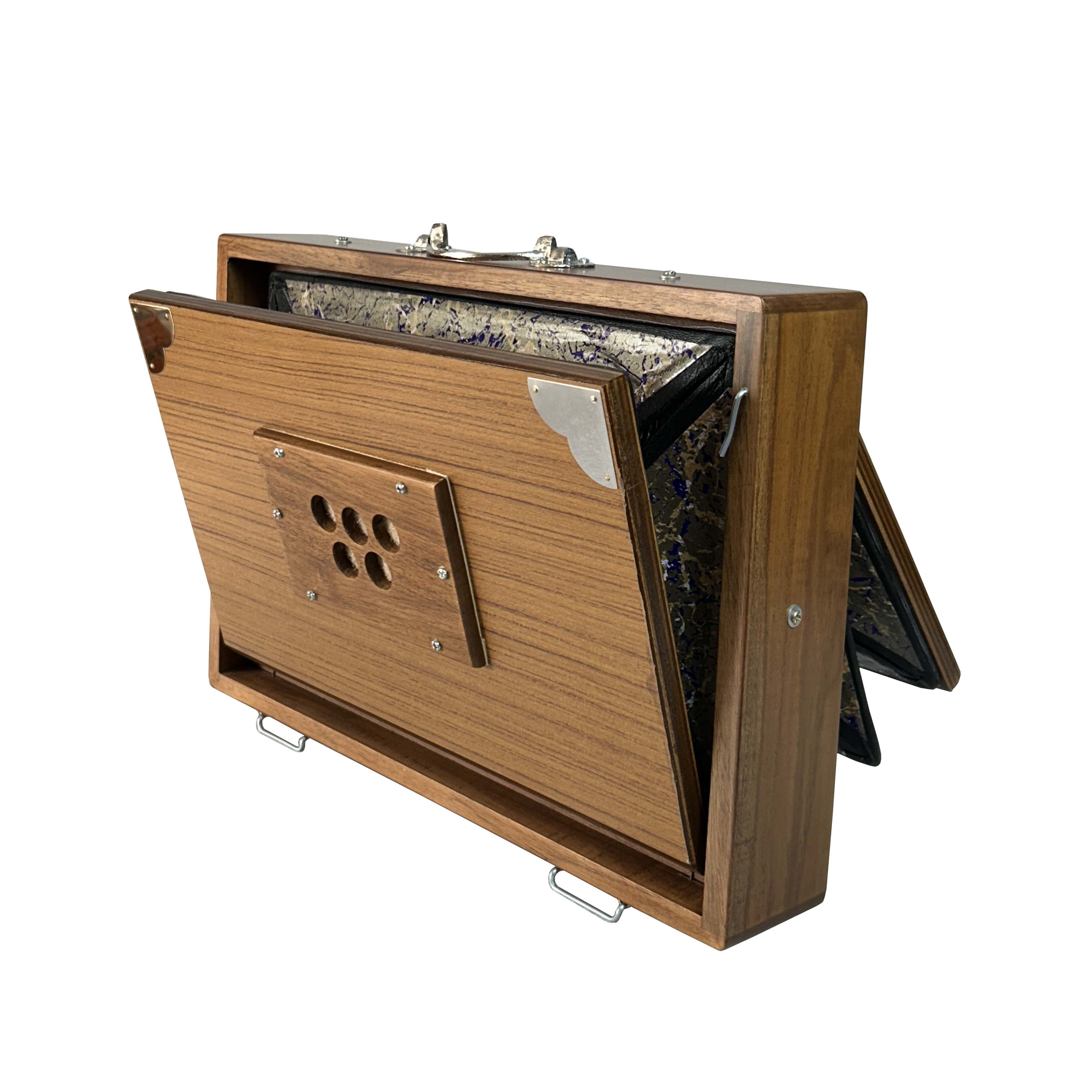 Single octave Shrutibox_13-Note Shruti Box (A# to a#) 10x15x2.5 inch Multifold Bellows One Octave 440Hz or Custom Tuning Premium Teak Wood