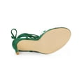 thumbnail image 5 of BLISSFUL STEP Women's Sandals Stiletto Heels Polka Dots Clear Strap Lace up Sandals Green 7, 5 of 7