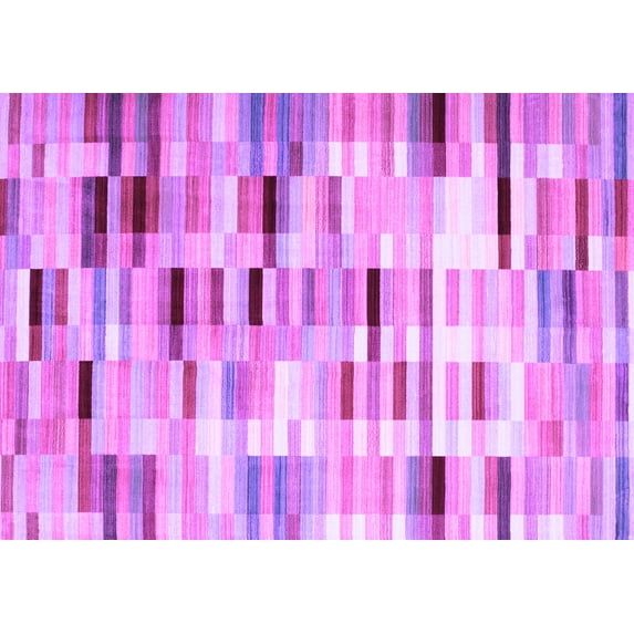 Ahgly Company Indoor Rectangle Abstract Purple Contemporary Area Rugs, 6' x 9'