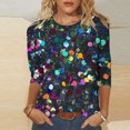 thumbnail image 2 of Plus Size Womens Tops Fashion Glitter Print 3/4 Sleeve T Shirts Going Out Casual Basic Tees Blouses, 2 of 5