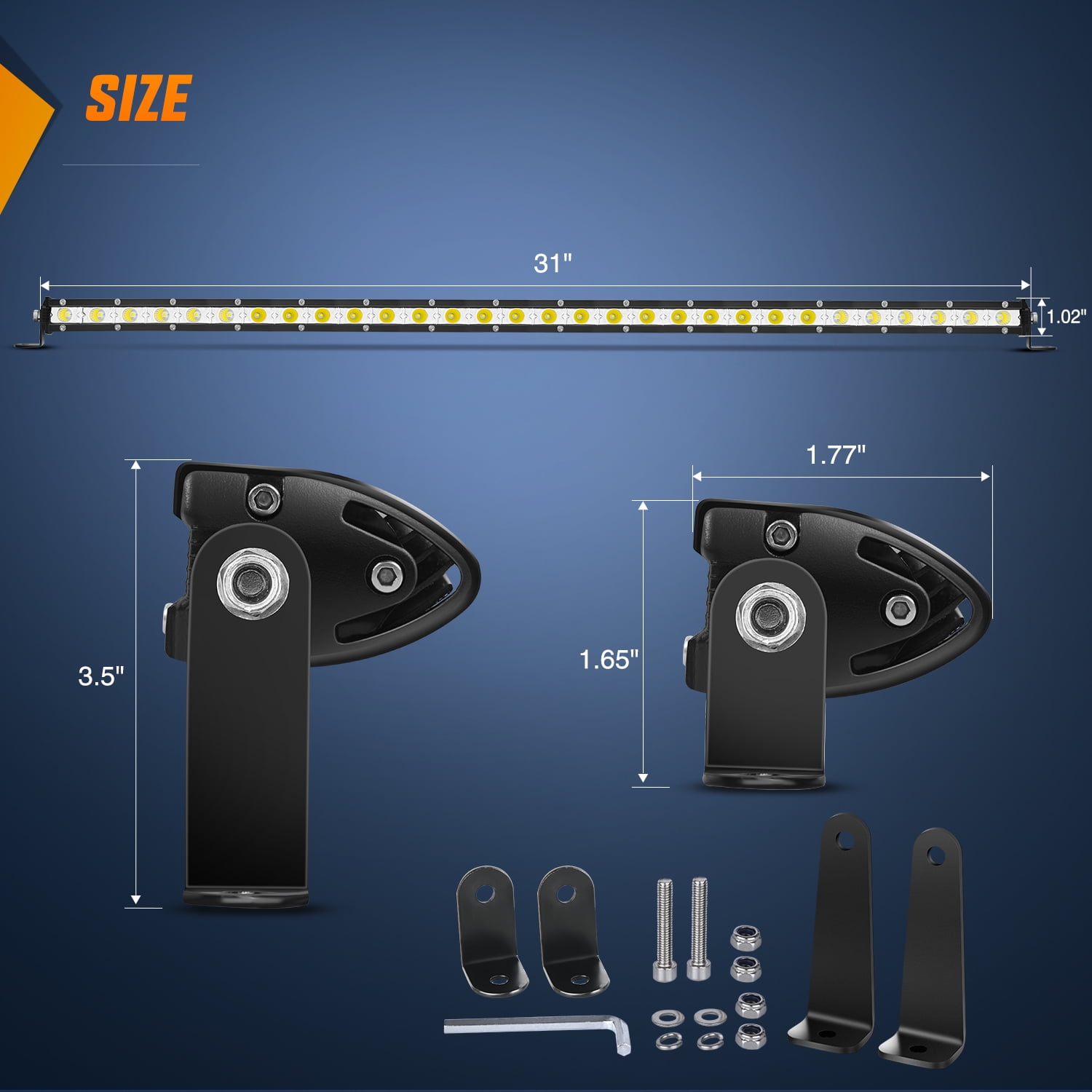 Nilight Single Row LED Light Bar Ultra-Slim Spot Flood Combo Light Bar 31 inch 90W Fog Light Driving Light Work Light Roof Bumper Light for Offroad 4x4 Trucks Polaris SUV ATV UTV