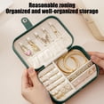 thumbnail image 4 of Portable Travel Minimalist Jewelry Box - Compact Storage Case for Rings, Necklaces/Earrings, Durable Hard-Shell Jewelry Organizer for Travel & Daily Use, Perfect for Jewelry Lovers, 6*4*2in, Green, 4 of 7