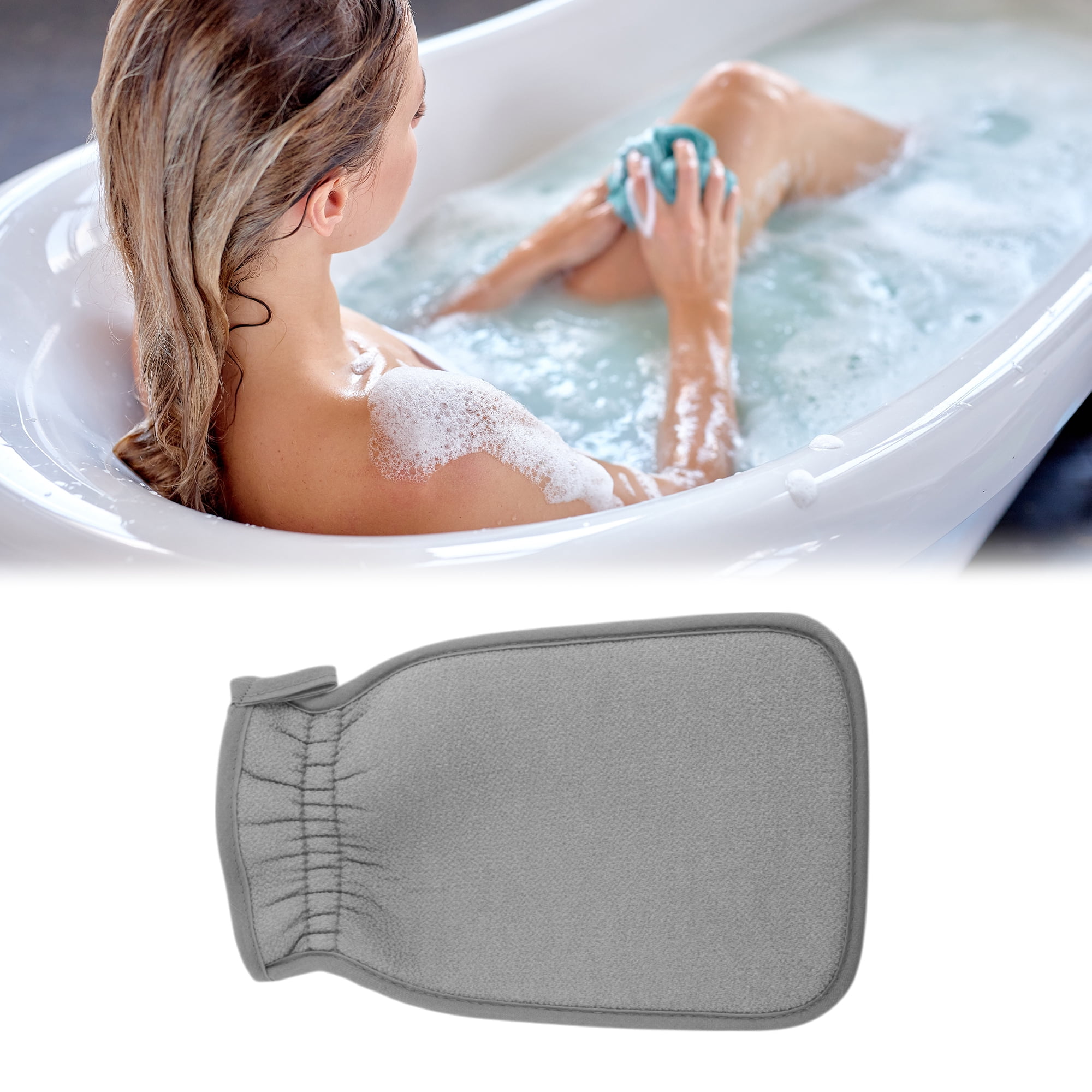 Unique Bargains Gloves Bath Towel for Shower Room 14x24cm 1 Pc Deep Gray