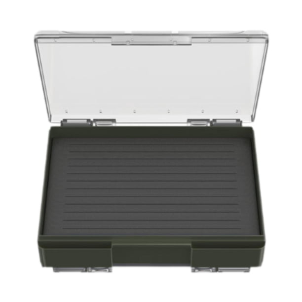 Caja de aparejos de pesca con compartimentos más gruesos y espuma viscoelástica doble. Verde