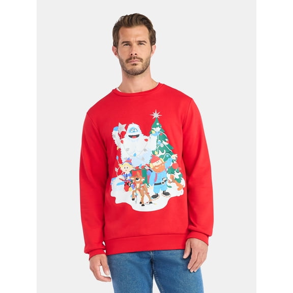 Rudolph Men's and Big Men's Christmas Graphic Sweatshirt, Sizes S-3XL