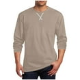 thumbnail image 3 of VBTAPA Big and Tall T Shirts for Men Plus Size Long Sleeve Crewneck Pullover Tees Tops Solid Color Casual Loungewear Workwear T-Shirts Beige M, 3 of 6