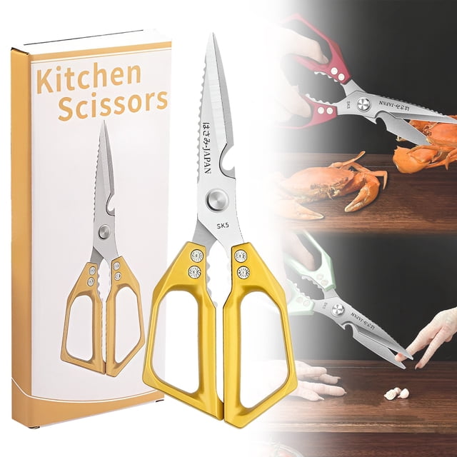 WHEANG Multifunctional Stainless Kitchen Shears Scissors All Purpose Shear Silver Meat Dishwasher Poultry Japanese Cooking Scissor For Chicken