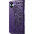 thumbnail image 3 of Wallet Phone Case for Samsung Galaxy A04e,3D Butterfly Pattern PU Leather Flip Kickstand Case with Magnetic Clasp and Cash Card Slots Holster for Galaxy A04e, HZD Purple, 3 of 18
