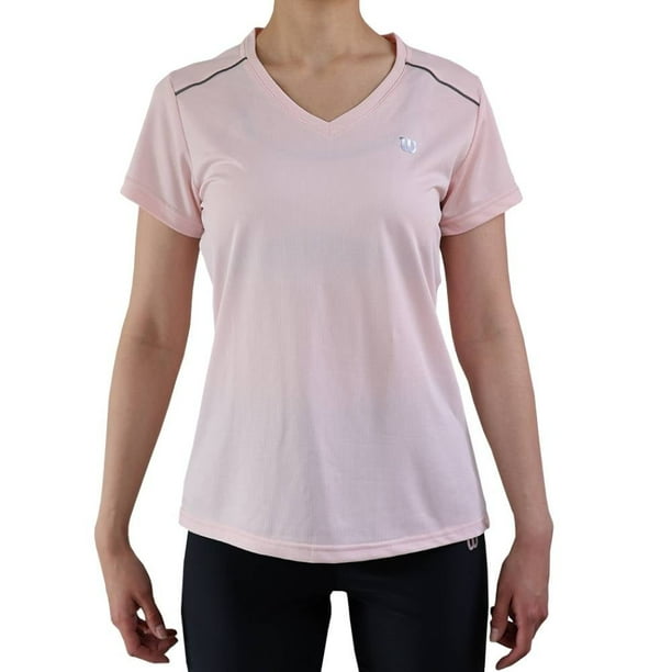 Playera Wilson Talla M Deportiva Cuello V de Manga Corta Rosa