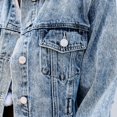 thumbnail image 3 of Chaqueta vaquera Vintage para mujer, Tops informales de manga larga, cuello vuelto, prendas de vestir, abrigo corto suelto para mujer, primavera y otoño, 3 of 4