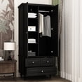 thumbnail image 3 of KULAGAGA 2 Door Armoire Wardrobe with 3 Drawers & Hanging Rod, Vintage Black Bedroom Closet, Tall Storage Cabinet with Shelves, 31.5”W x 19.7”D x 70.9”H, 3 of 8
