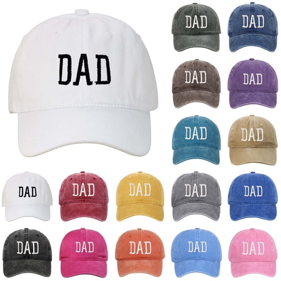 DAD Embroidered Baseball Cap, Distressed Washed Cotton Dad Hat for Father's Day Gift, Casual Adjustable Cap for Men's Daily Wear and Street Style-Black