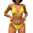 thumbnail image 1 of BUTYKENNI 2 Piece Sexy Women's Swimsuits Yellow Thong String Bikini Sets for Women Triangle Halter Bikini Low Waist Bathing Suit Swimwear S-XL, 1 of 6