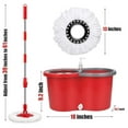 thumbnail image 2 of Spin Mop and Bucket, Microfiber Spin Mop & Bucket Floor Cleaning System, Spin Mop Kit with 3 Mop Heads, Mop with Stainless Steel Wringer, 61 inches Telescoping Mop Rod (Red), 2 of 6