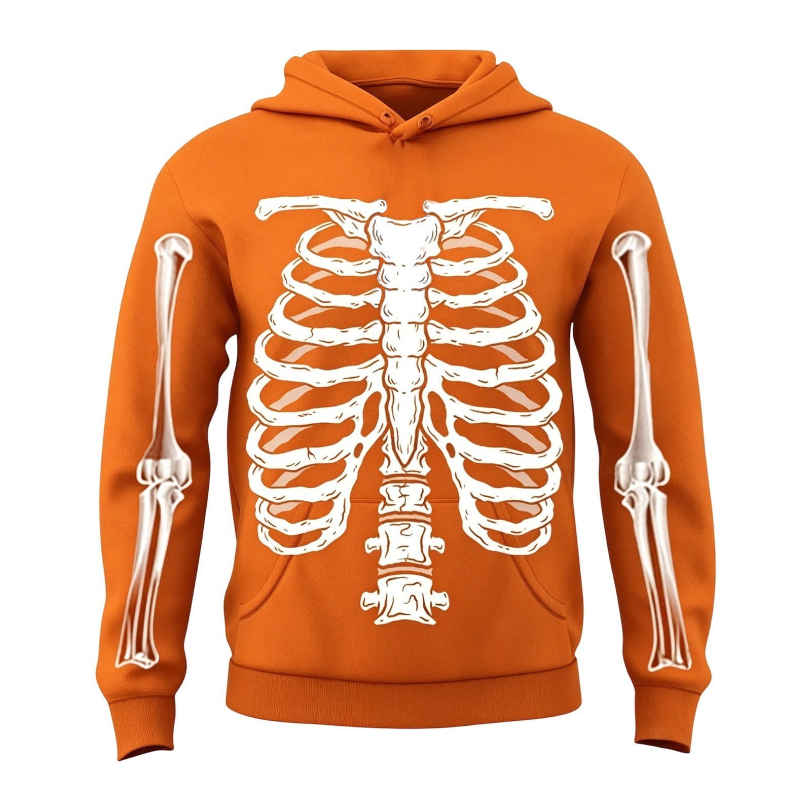 Bainana Girls Boys Halloween Sweatshirts Skeleton Print Long Sleeve Hooded Pullover Tops Fashion Comfortable Unisex Kids Halloween Theme Hoodies Size 5-6 Years Orange