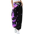 thumbnail image 2 of Casual Clashing Colours Trousers for Women Elastic Waist Sporty Gym Fit Jogger Sweatpants Track Cuff Pants, 2 of 5