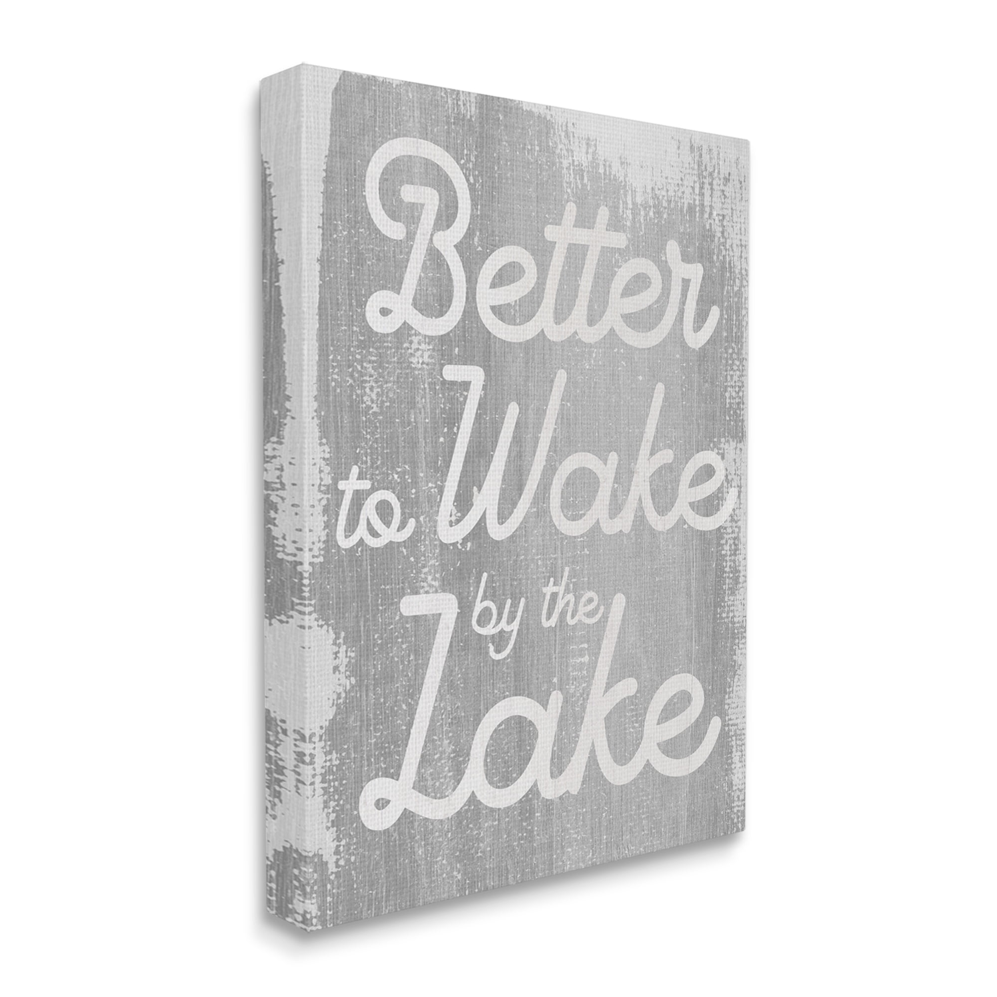 Stupell Industries Rustic Grey Lake Phrase Inspirational Painting Gallery Wrapped Canvas Print Wall Art, 36 x 48