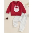 thumbnail image 2 of Suealasg Toddler Baby Boy Christmas Clothes 6M 1T 2T 3T Infant Boy 2Pcs Fall Winter Clothes Long Sleeve Santa Claus Print Sweatshirt Tops Long Pants Sets, 2 of 8