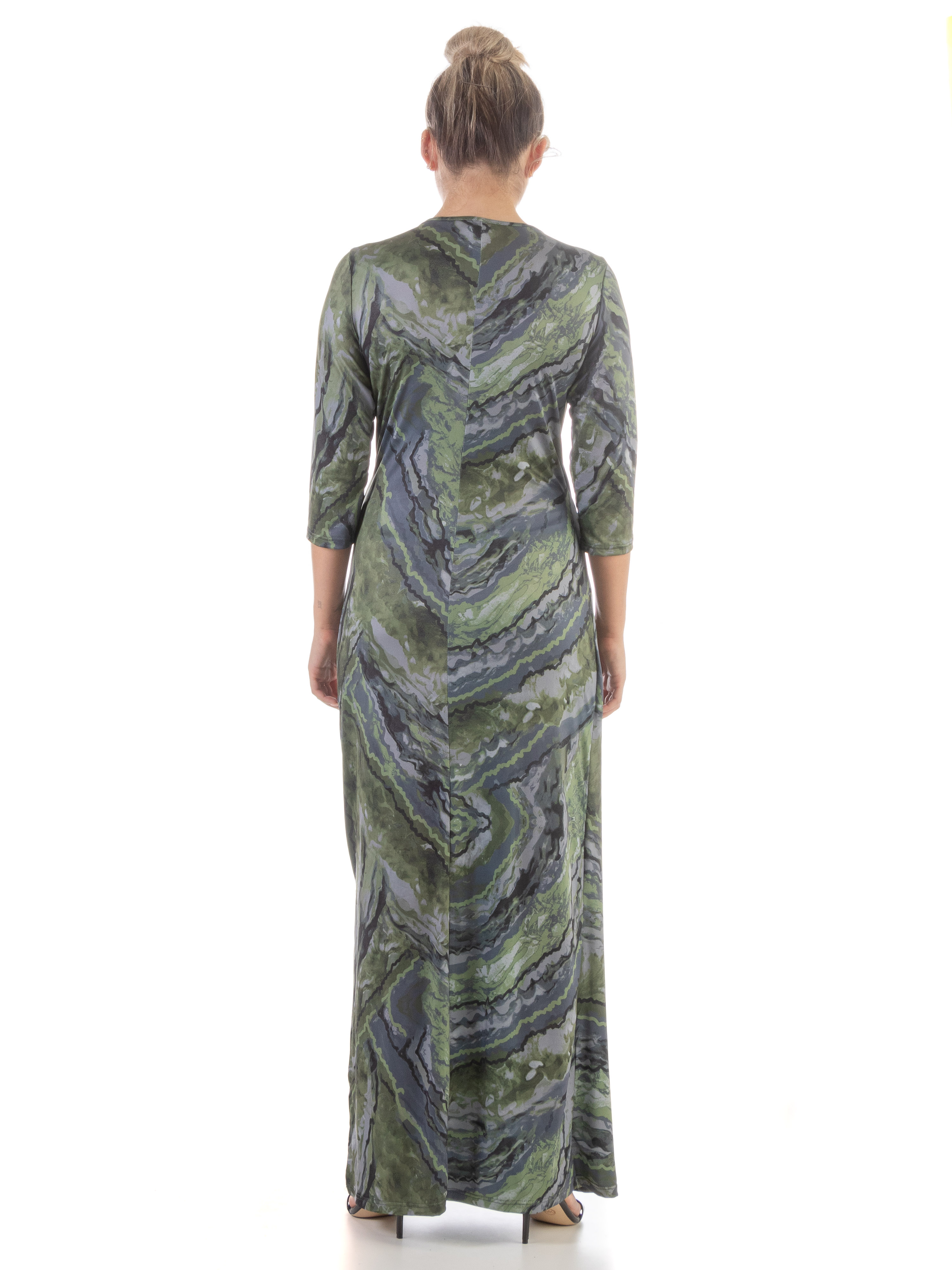 24/7 Comfort Apparel Womens Green Faux Wrap Side Slit Plus Size Maxi Dress