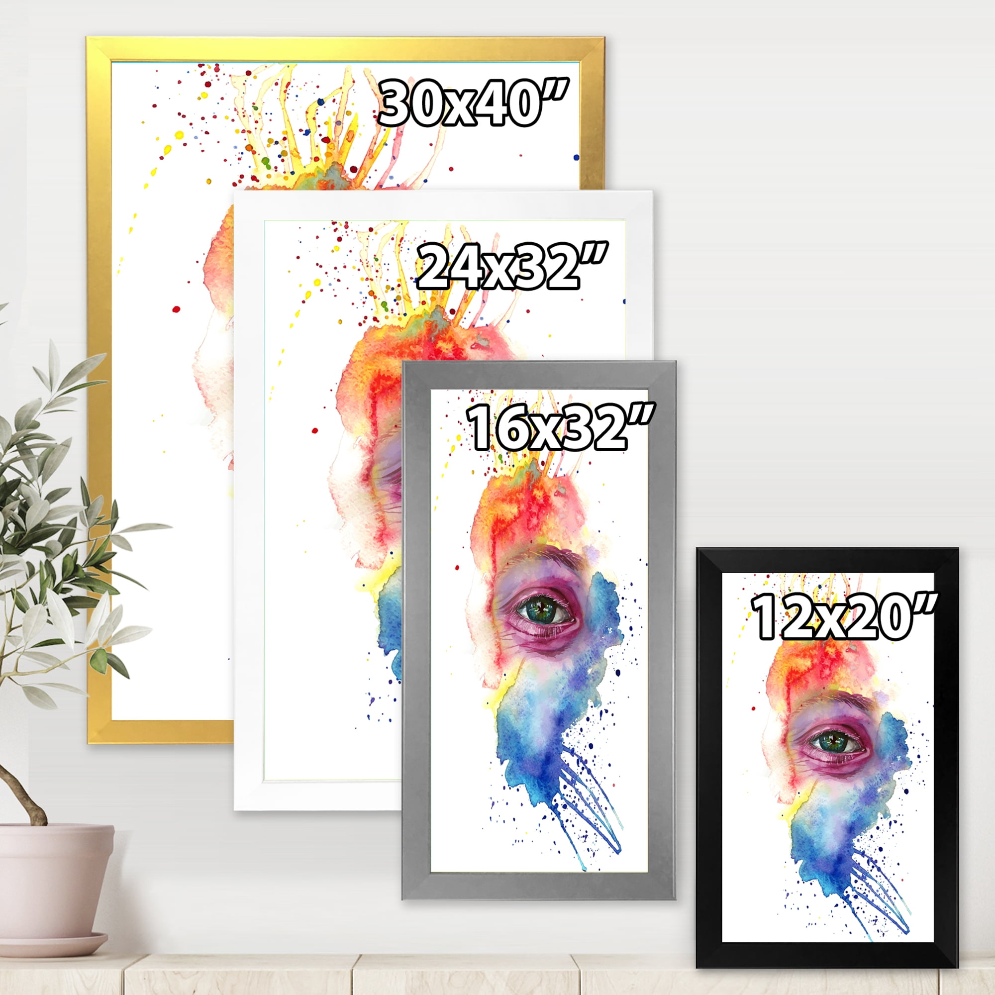 Designart 'Detail of Eye In Rainbow-Colored Face Portrait' Bohemian & Eclectic Framed Art Print