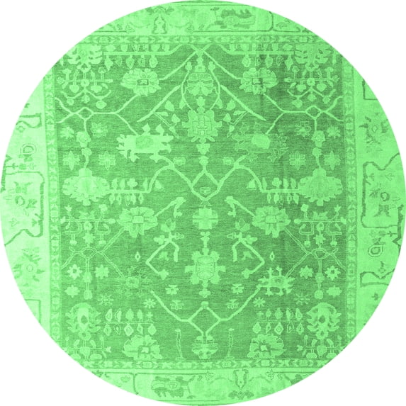 Ahgly Company Indoor Round Oriental Emerald Green Traditional Area Rugs, 4' Round